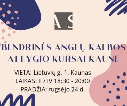 BENDRINĖS ANGLŲ KALBOS A1 LYGIO KURSAI KAUNE NUO 09.24